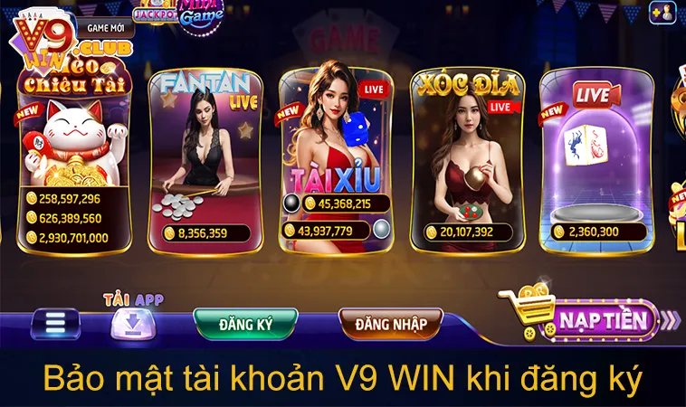 Đăng Ký V9WIN 101 Bảo mật tài khoản V9 WIN khi đăng ký