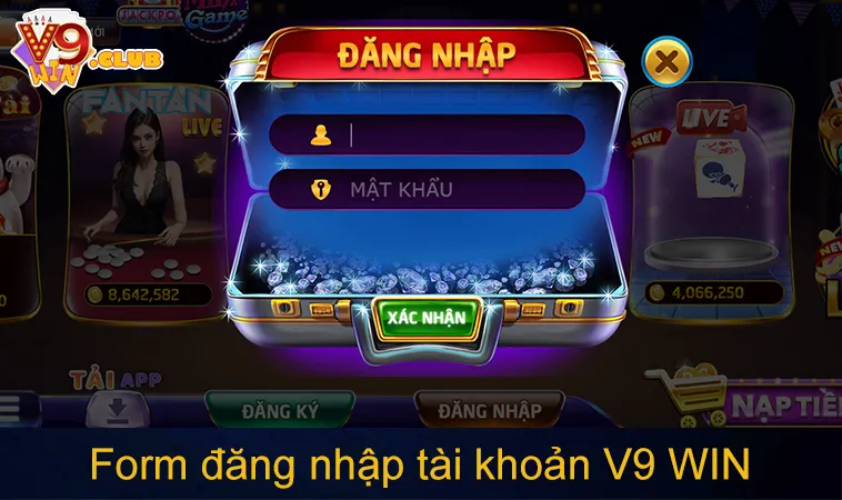 Đăng Nhập V9WIN 104 Form đăng nhập tài khoản V9 WIN gồm tên và mật khẩu