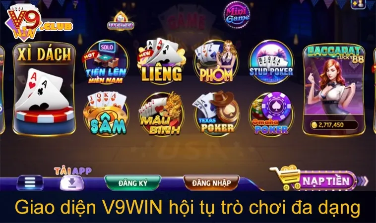 Giao diện V9WIN hội tụ những trò chơi giải trí đa dạng
