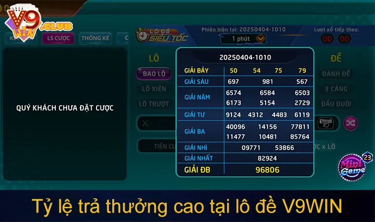 Lô Đề V9WIN 135 Tỷ lệ trả thưởng cao tại lô đề V9WIN lên tới 900 lần